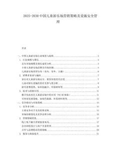 2025-2030中國兒童游樂場營銷策略及設施安全管理