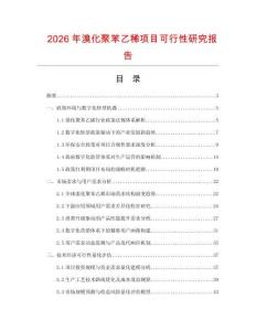 2026年溴化聚苯乙稀項(xiàng)目可行性研究報(bào)告
