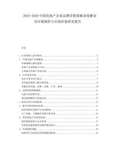 2025-2030中國房地產企業品牌營銷策略深度解讀及區域調控與市場價值研究報告