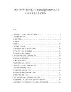 2025-2030中國房地產行業融資創新深度研究及資產證券化模式分析報告