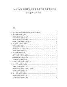 2025-2030中國服務(wù)創(chuàng)新商業(yè)模式商業(yè)模式創(chuàng)新市場競爭力與研究中