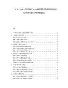 2025-2030中國房地產(chǎn)企業(yè)融資模式創(chuàng)新探討及市場風(fēng)險(xiǎn)防控策略分析報(bào)告