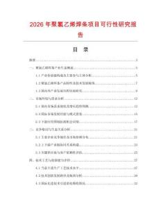 2026年聚氯乙烯焊條項(xiàng)目可行性研究報告