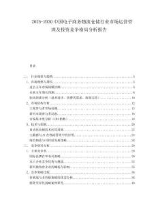 2025-2030中國電子商務物流倉儲行業市場運營管理及投資競爭格局分析報告