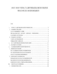 2025-2030中國(guó)電子元器件測(cè)試驗(yàn)證服務(wù)市場(chǎng)供需特征分析及行業(yè)投資規(guī)劃報(bào)告
