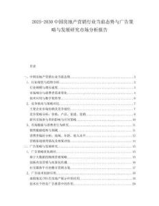 2025-2030中國房地產營銷行業當前態勢與廣告策略與發展研究市場分析報告