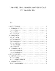 2025-2030中國(guó)電信設(shè)備供應(yīng)商市場(chǎng)前景詳盡分析及投資建議研究報(bào)告