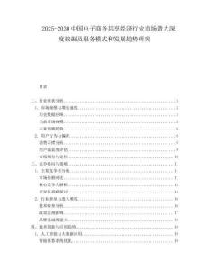 2025-2030中國電子商務(wù)共享經(jīng)濟行業(yè)市場潛力深度挖掘及服務(wù)模式和發(fā)展趨勢研究