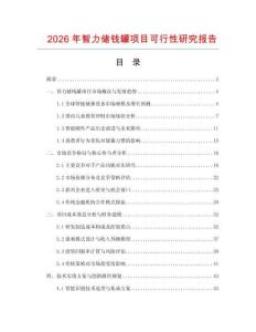 2026年智力儲(chǔ)錢罐項(xiàng)目可行性研究報(bào)告