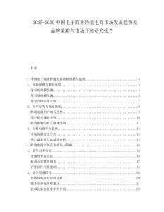 2025-2030中國電子商務跨境電商市場發展趨勢及品牌策略與市場開拓研究報告