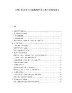 2025-2030中國電影特效制作技術行業發展規劃
