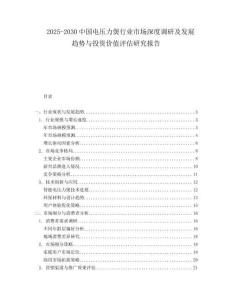 2025-2030中國電壓力煲行業市場深度調研及發展趨勢與投資價值評估研究報告