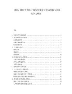 2025-2030中國電子商務行業(yè)商業(yè)模式創(chuàng)新與市場競爭力研究