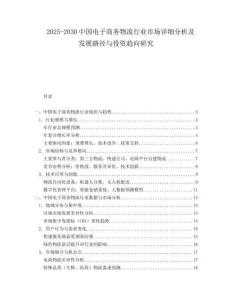 2025-2030中國電子商務物流行業(yè)市場詳細分析及發(fā)展路徑與投資趨向研究