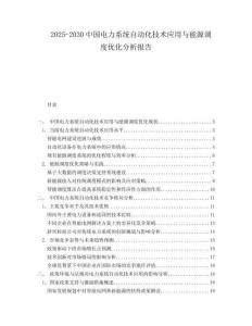 2025-2030中國電力系統自動化技術應用與能源調度優化分析報告