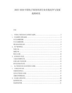 2025-2030中國電子商務培訓行業市場競爭與發展趨勢研究
