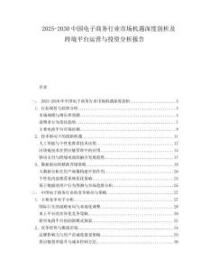 2025-2030中國電子商務行業市場機遇深度剖析及跨境平臺運營與投資分析報告