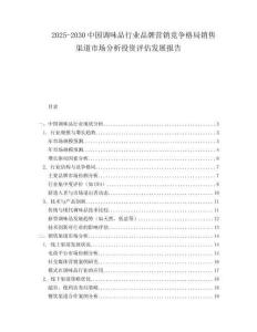 2025-2030中國調味品行業品牌營銷競爭格局銷售渠道市場分析投資評估發展報告