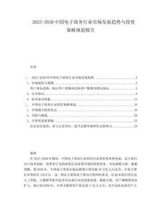 2025-2030中國電子商務行業市場發展趨勢與投資策略規劃報告