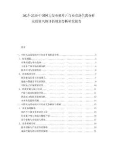 2025-2030中國風(fēng)力發(fā)電機葉片行業(yè)市場供需分析及投資風(fēng)險評估規(guī)劃分析研究報告