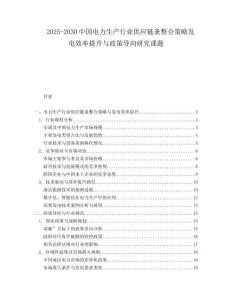 2025-2030中國電力生產(chǎn)行業(yè)供應(yīng)鏈條整合策略發(fā)電效率提升與政策導(dǎo)向研究課題