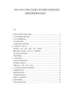 2025-2030中國電力設(shè)備行業(yè)市場潛力挖掘及投資策略發(fā)展趨勢研究報告