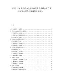 2025-2030中國動力電池回收行業(yè)市場潛力研究及資源再利用與環(huán)保政策監(jiān)測報(bào)告