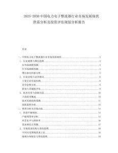 2025-2030中國電力電子整流器行業市場發展現狀供需分析及投資評估規劃分析報告
