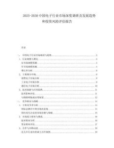 2025-2030中國電子行業市場深度調研及發展趨勢和投資風險評估報告
