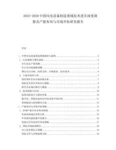 2025-2030中國風電設備制造領域技術進步深度洞察及產能布局與市場開拓研究報告