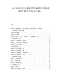 2025-2030中國服務(wù)器集群管理系統(tǒng)行業(yè)市場供需現(xiàn)狀智能化發(fā)展評估規(guī)劃報(bào)告