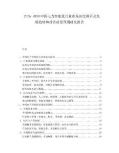 2025-2030中國電力智能化行業(yè)市場深度調(diào)研及發(fā)展趨勢和投資前景預(yù)測研究報(bào)告