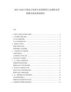 2025-2030中國電子商務(wù)行業(yè)消費者行為調(diào)研及營銷模式優(yōu)化指南報告