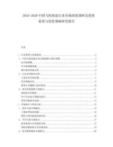 2025-2030中國飛機(jī)制造行業(yè)市場深度調(diào)研及投資前景與投資策略研究報(bào)告