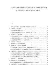 2025-2030中國電子商務物流行業市場現狀深度分析及服務優化和行業前景規劃報告