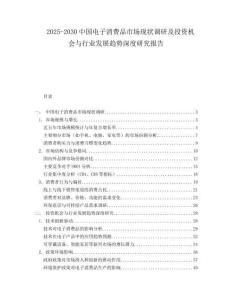 2025-2030中國電子消費品市場現狀調研及投資機會與行業發展趨勢深度研究報告