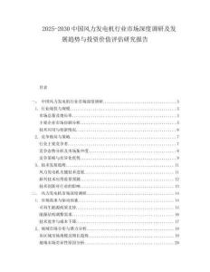2025-2030中國風力發電機行業市場深度調研及發展趨勢與投資價值評估研究報告