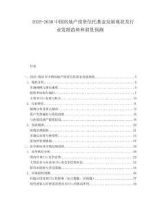 2025-2030中國房地產投資信托基金發展現狀及行業發展趨勢和前景預測