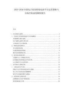 2025-2030中國電子商務跨境電商平臺運營策略與市場開拓深度解析報告