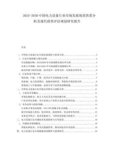 2025-2030中國(guó)電力設(shè)備行業(yè)市場(chǎng)發(fā)展現(xiàn)狀供需分析及現(xiàn)代投資評(píng)估規(guī)劃研究報(bào)告