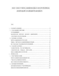 2025-2030中國風力渦輪機設備行業競爭供需格局及投資選擇方向規劃研究深度報告