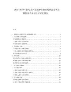 2025-2030中國電力環境保護行業市場供需分析及投資評估規劃分析研究報告