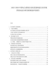 2025-2030中國(guó)電力系統(tǒng)自動(dòng)化設(shè)備制造行業(yè)市場(chǎng)供需動(dòng)態(tài)分析發(fā)展規(guī)劃評(píng)估報(bào)告