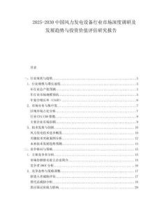 2025-2030中國風力發電設備行業市場深度調研及發展趨勢與投資價值評估研究報告