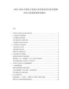 2025-2030中國電子競技行業市場全面分析及創新方向與前景展望研究報告