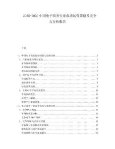 2025-2030中國電子商務行業市場運營策略及競爭力分析報告