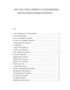 2025-2030中國風力渦輪機葉片行業市場發展現狀材料供應及投資布局規劃分析研究報告