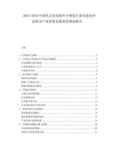 2025-2030中國風力發電機葉片修復行業市場競爭態勢及產業投資發展前景規劃報告