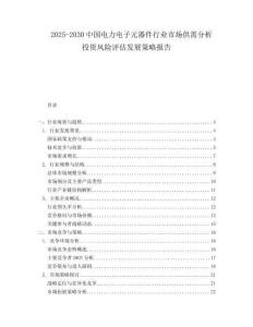 2025-2030中國電力電子元器件行業市場供需分析投資風險評估發展策略報告