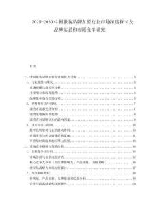 2025-2030中國服裝品牌加盟行業市場深度探討及品牌拓展和市場競爭研究